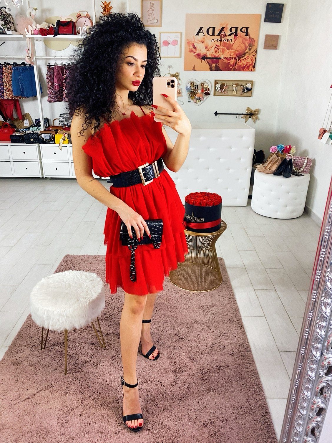 Abito a balze rosso Venere