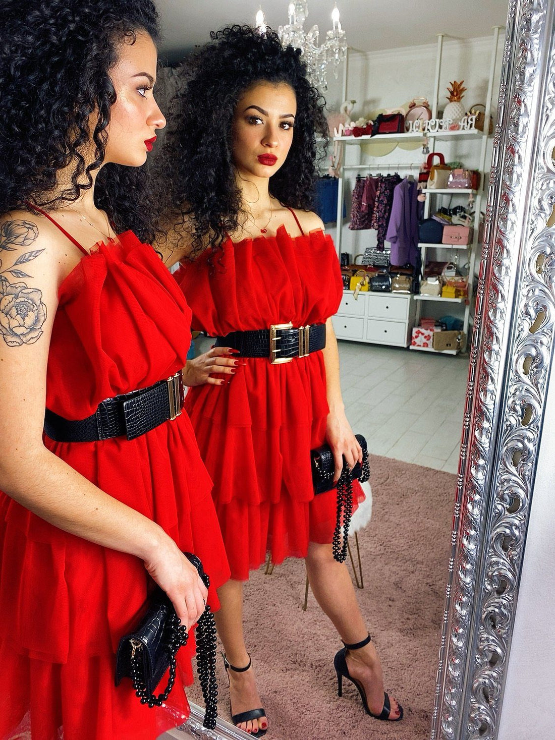 Abito a balze rosso Venere