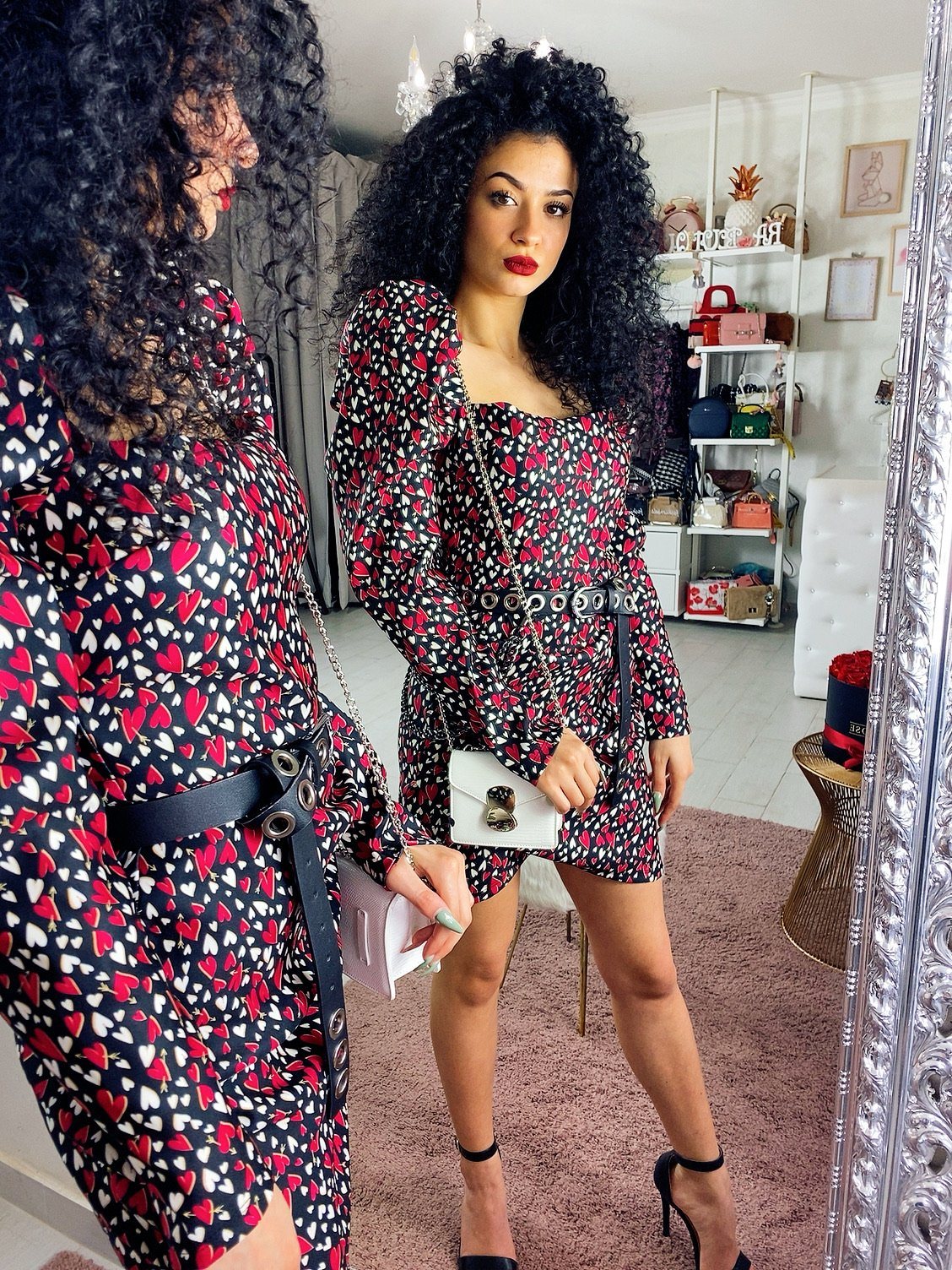 Abito a cuori e manica bombata