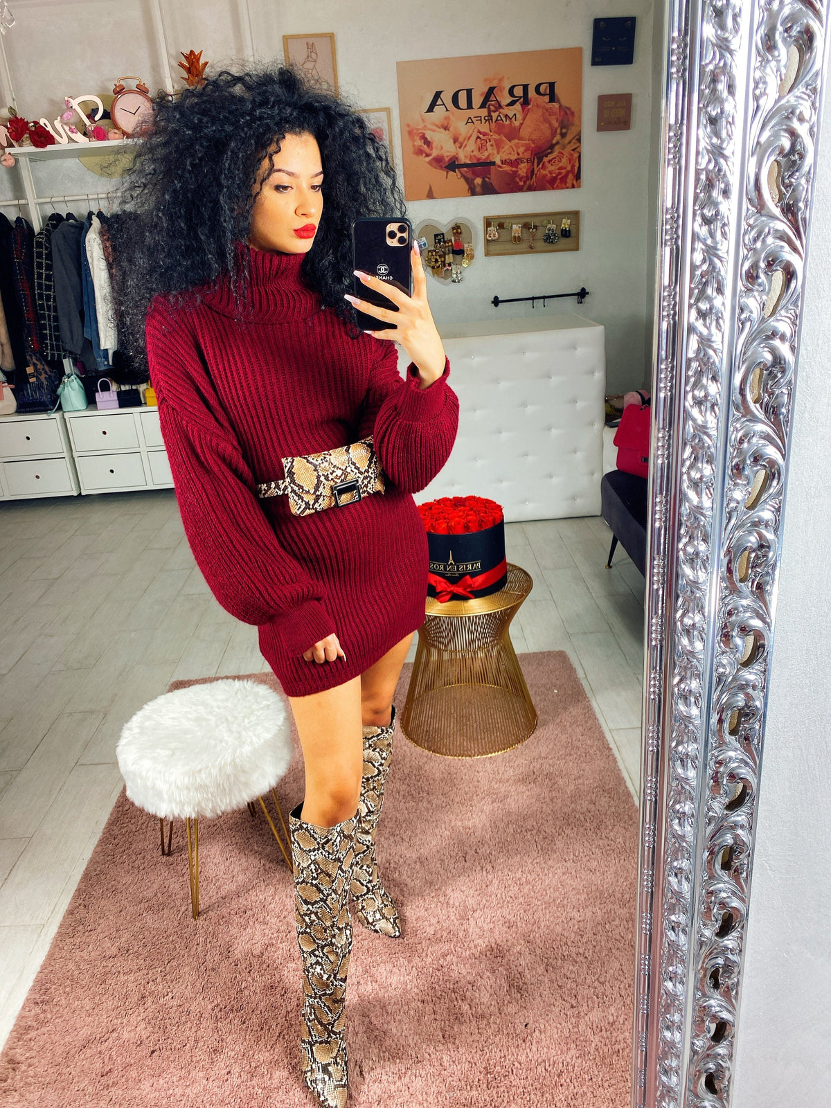 Abito in lana bordeaux