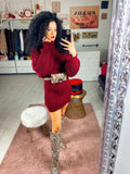 Abito in lana bordeaux