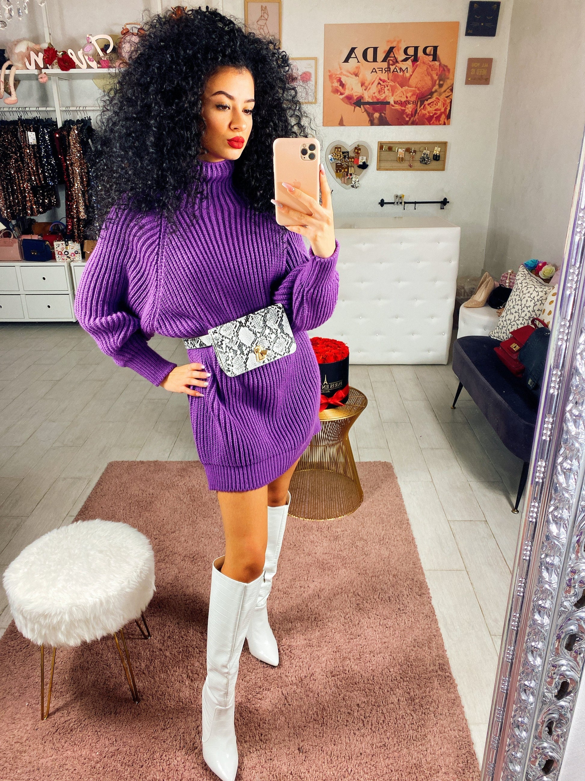 Abito in lana viola