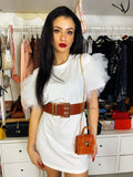Abito morbido con spalline in tulle