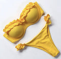 Bikini push up con top rouge floreale