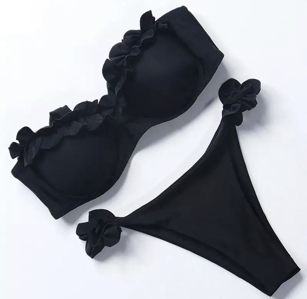 Bikini push up con top rouge floreale