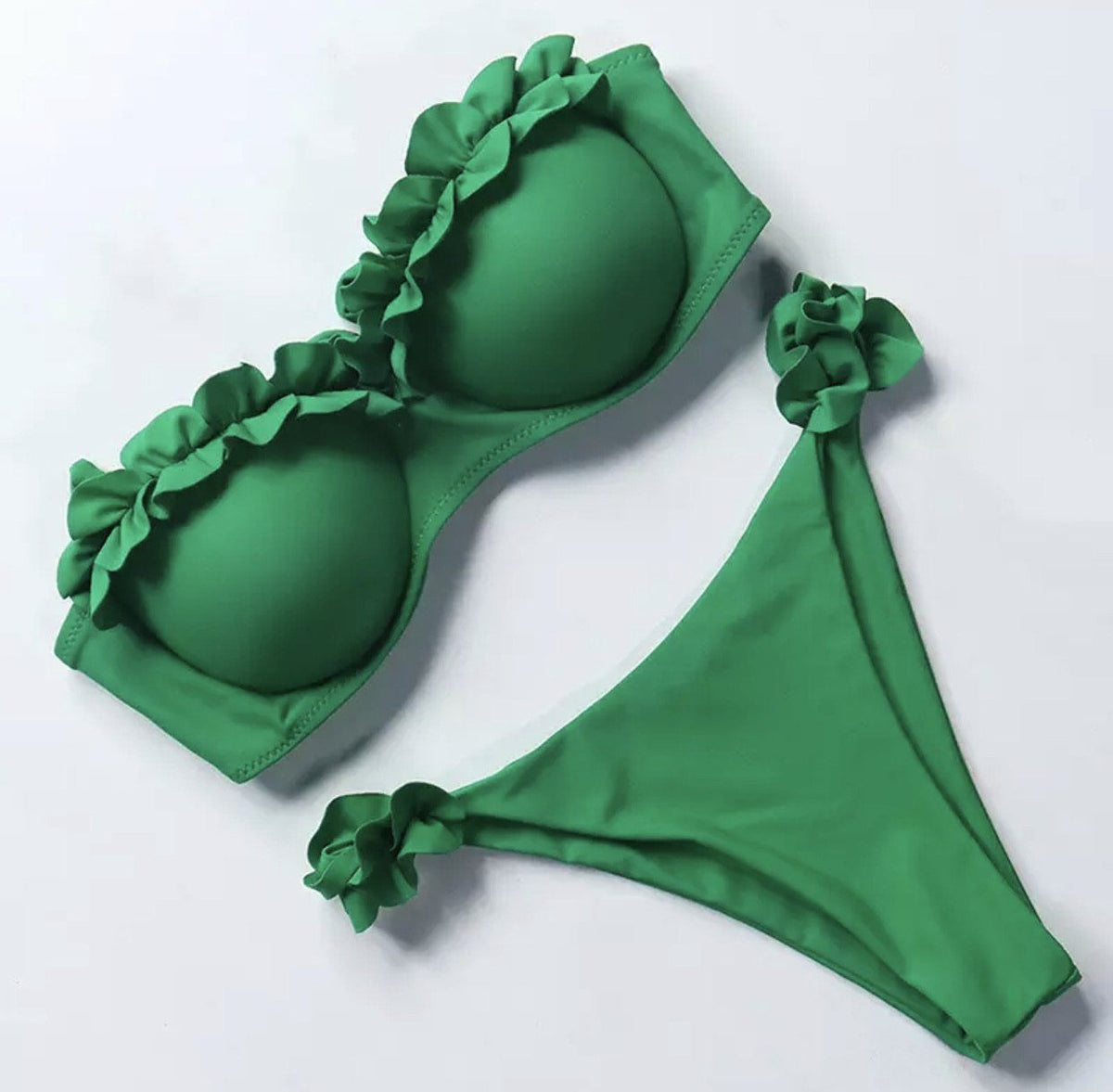 Bikini push up con top rouge floreale