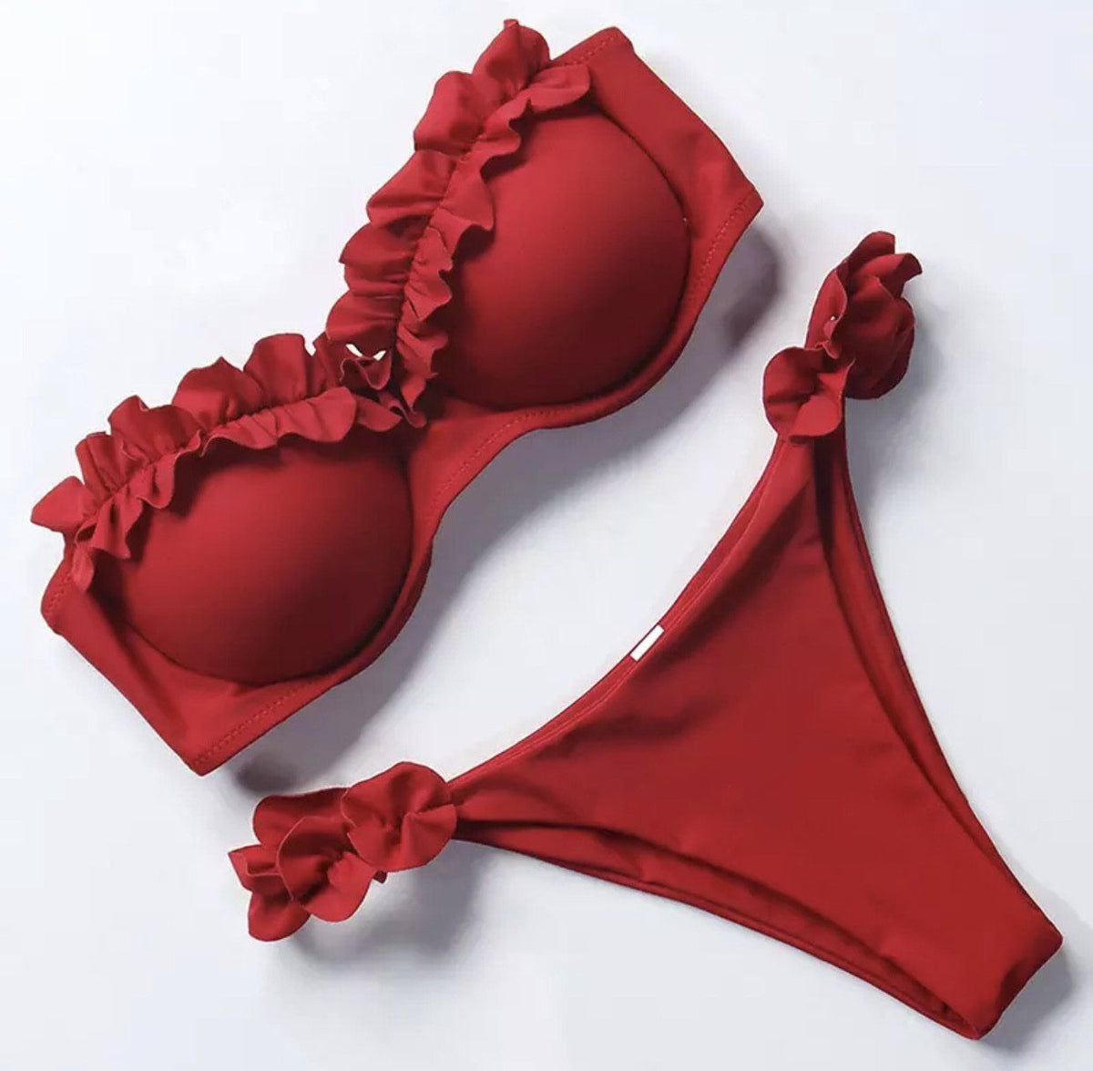 Bikini push up con top rouge floreale