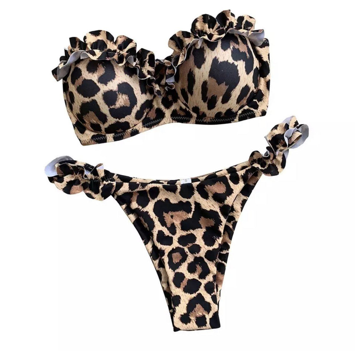 Bikini push up con top rouge maculato nero