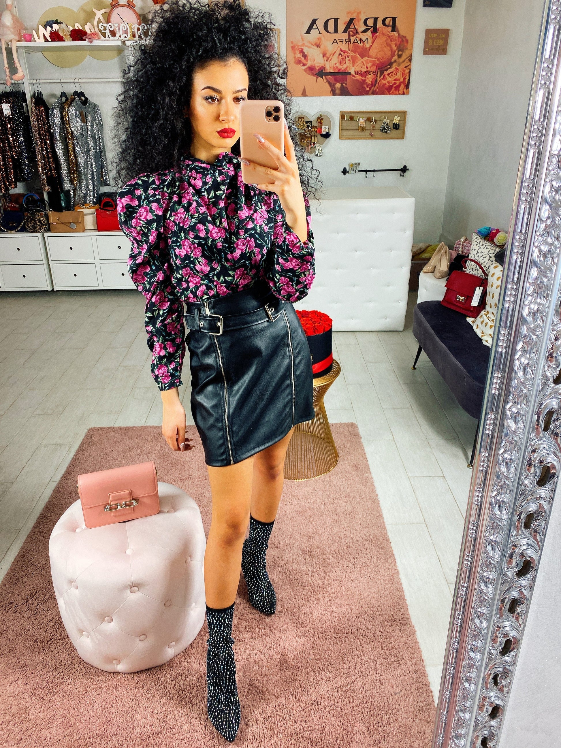 Blusa a fiorellini Fuxia