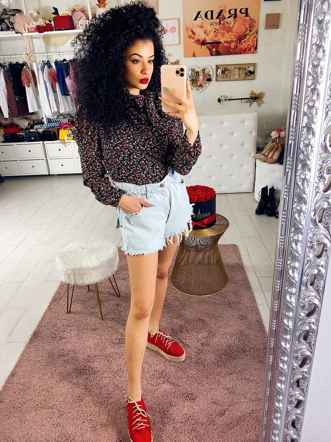 Blusa a fiorellini Rossi