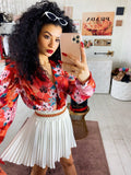 Body in raso con fiori arancio