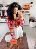 Body in raso con fiori arancio