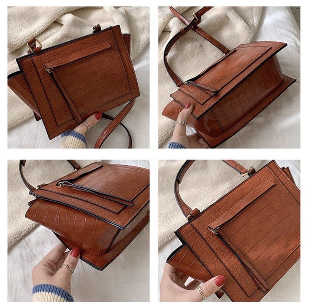 Borsa con tracolla effetto croco