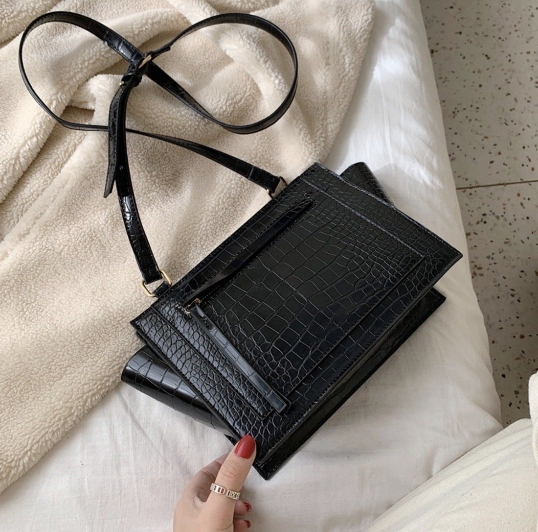 Borsa con tracolla effetto croco