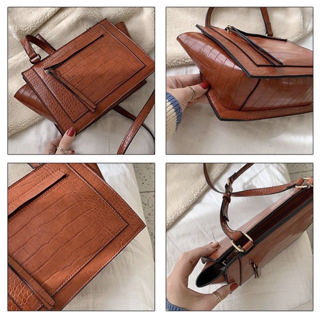 Borsa con tracolla effetto croco