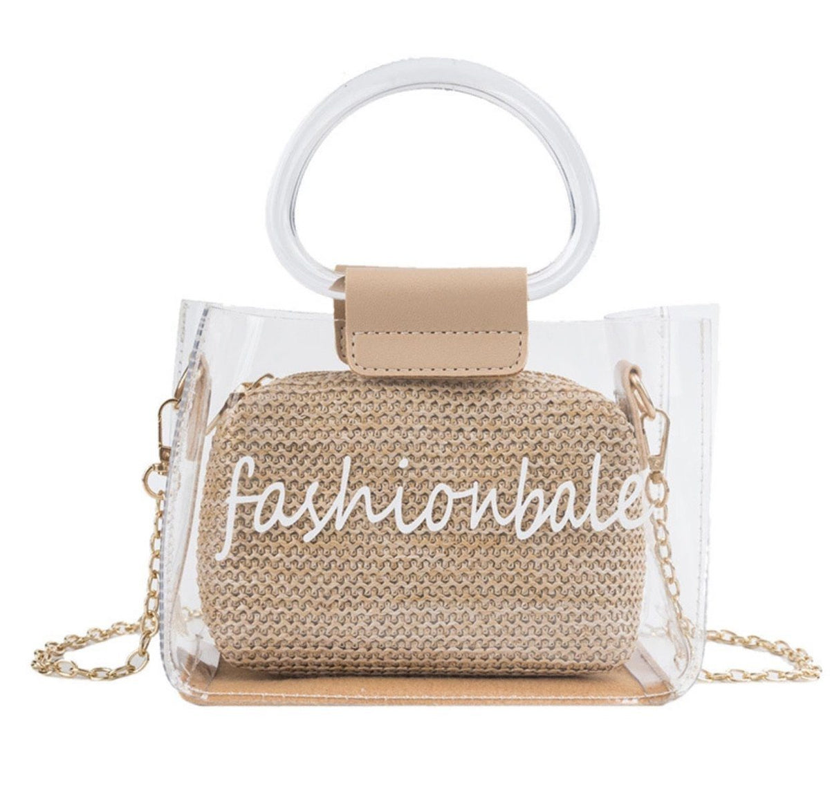 Borsa in plexi con manici e pochette