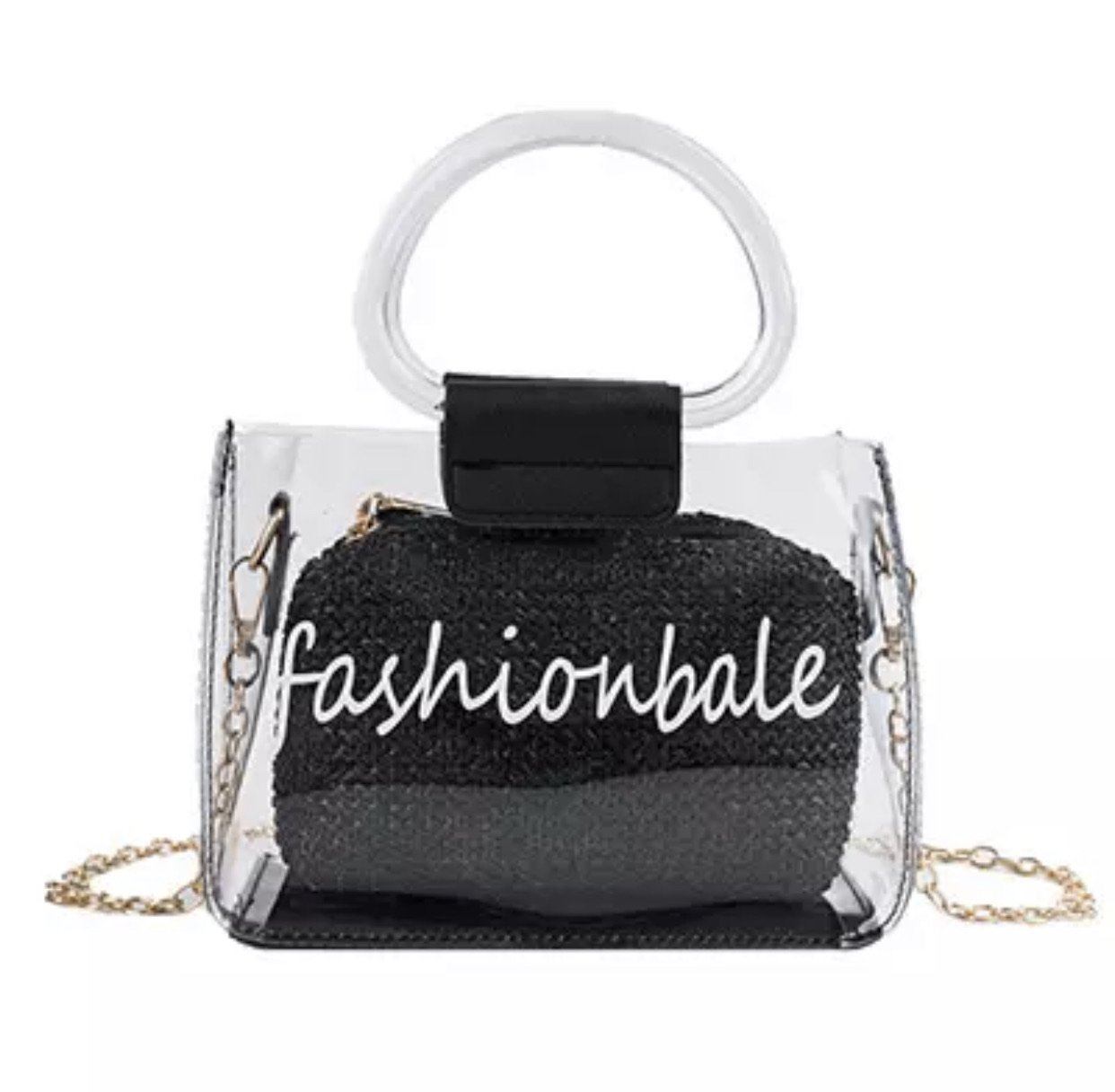 Borsa in plexi con manici e pochette
