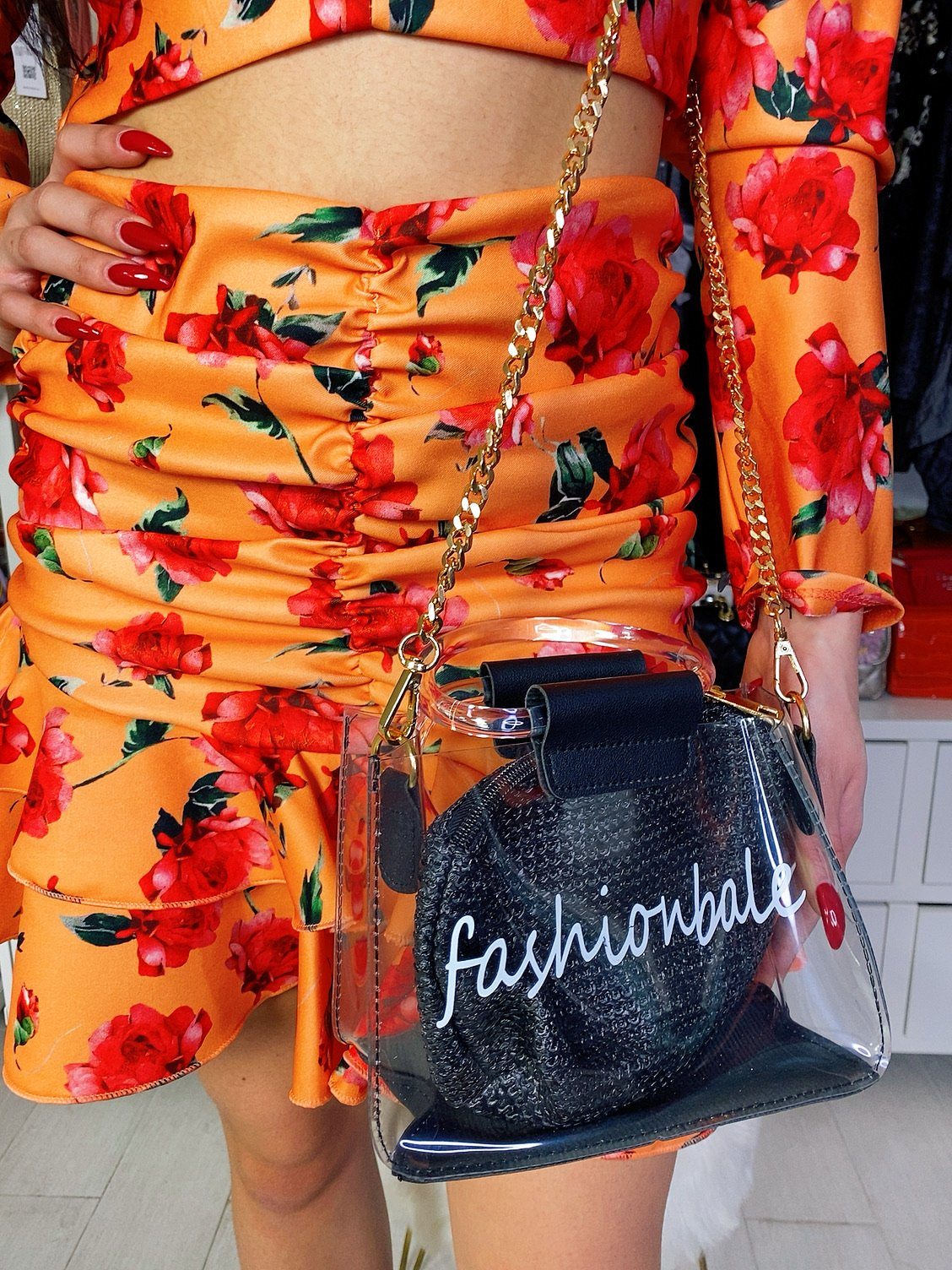 Borsa in plexi con manici e pochette