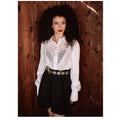 Camicia in raso con frange e strass