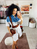 Camicione con dettaglio in jeans