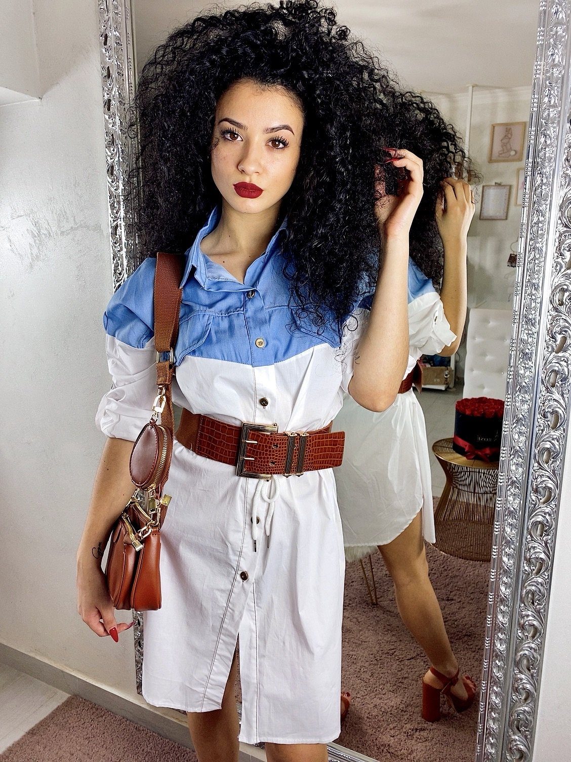 Camicione con dettaglio in jeans