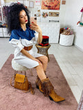 Camicione con dettaglio in jeans