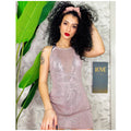 Cerchietto rosa con strass oro