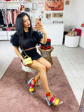 Cintura a catena con nastro colorato