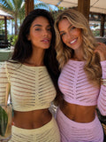 Completo traforato crop top e gonna lunga