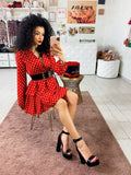 Dress a balze a pois rosso