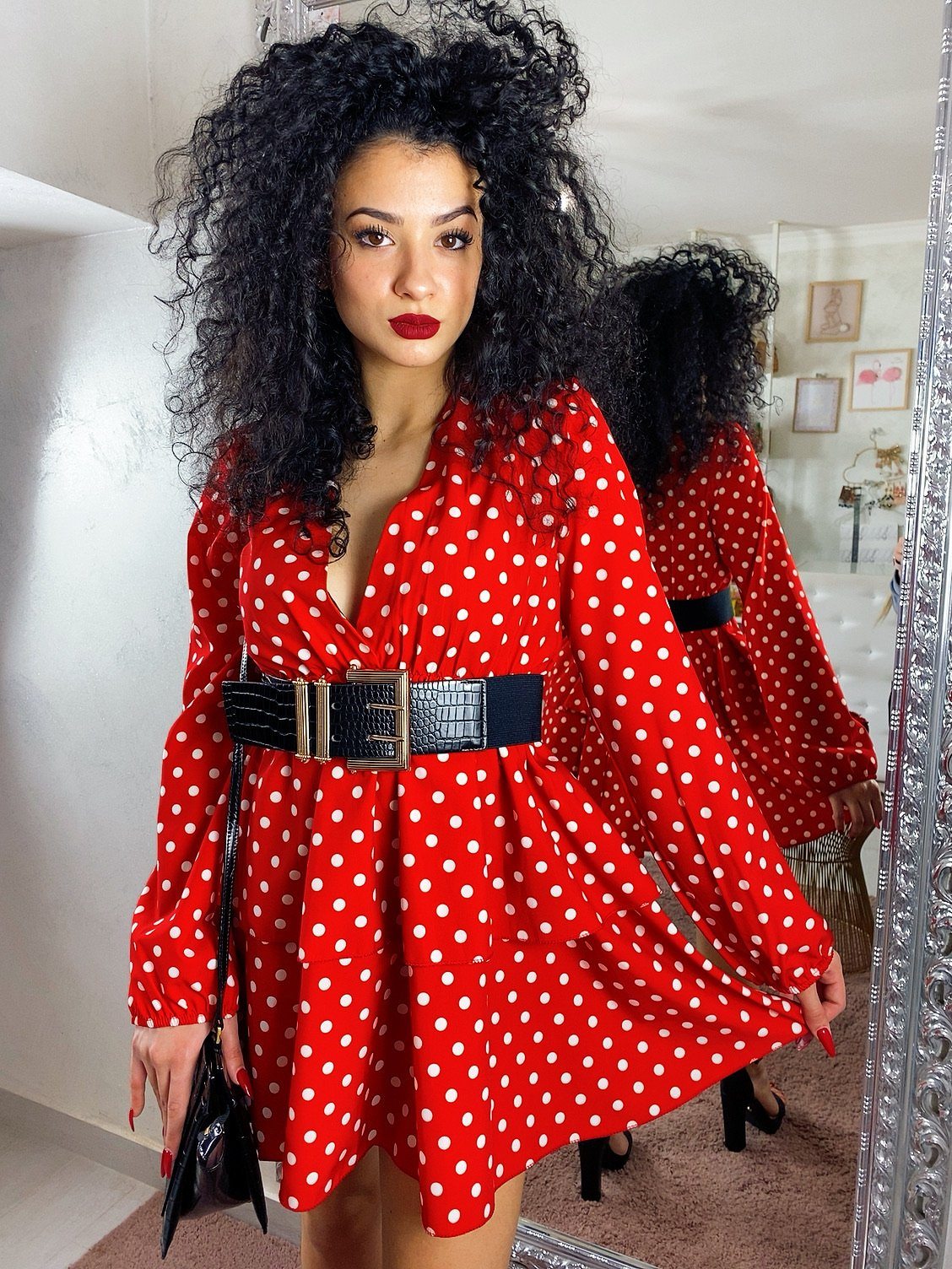 Dress a balze a pois rosso