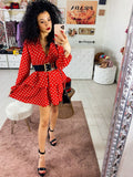 Dress a balze a pois rosso