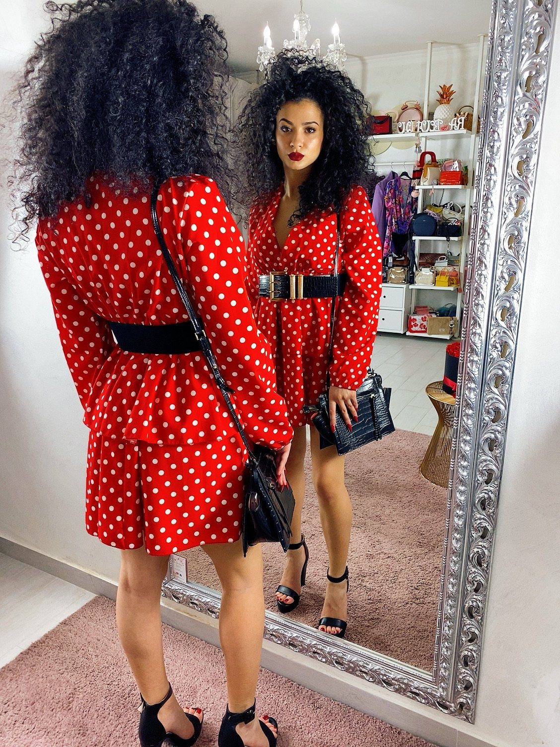 Dress a balze a pois rosso
