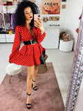 Dress a balze a pois rosso