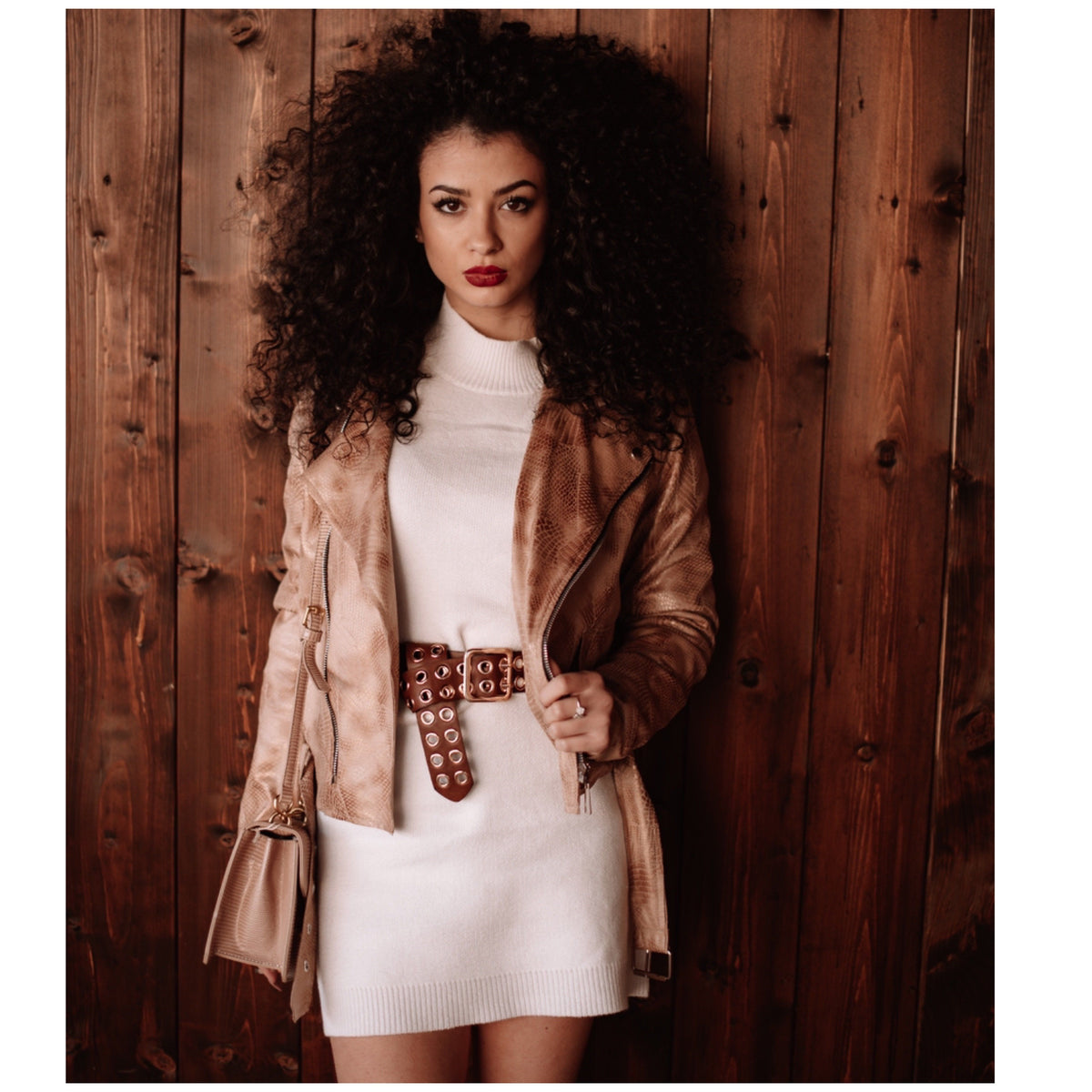 Giacchino in eco-pelle pitonato beige
