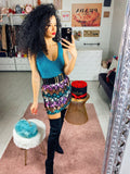 Gonna con paillettes multicolore