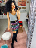 Gonna con paillettes multicolore