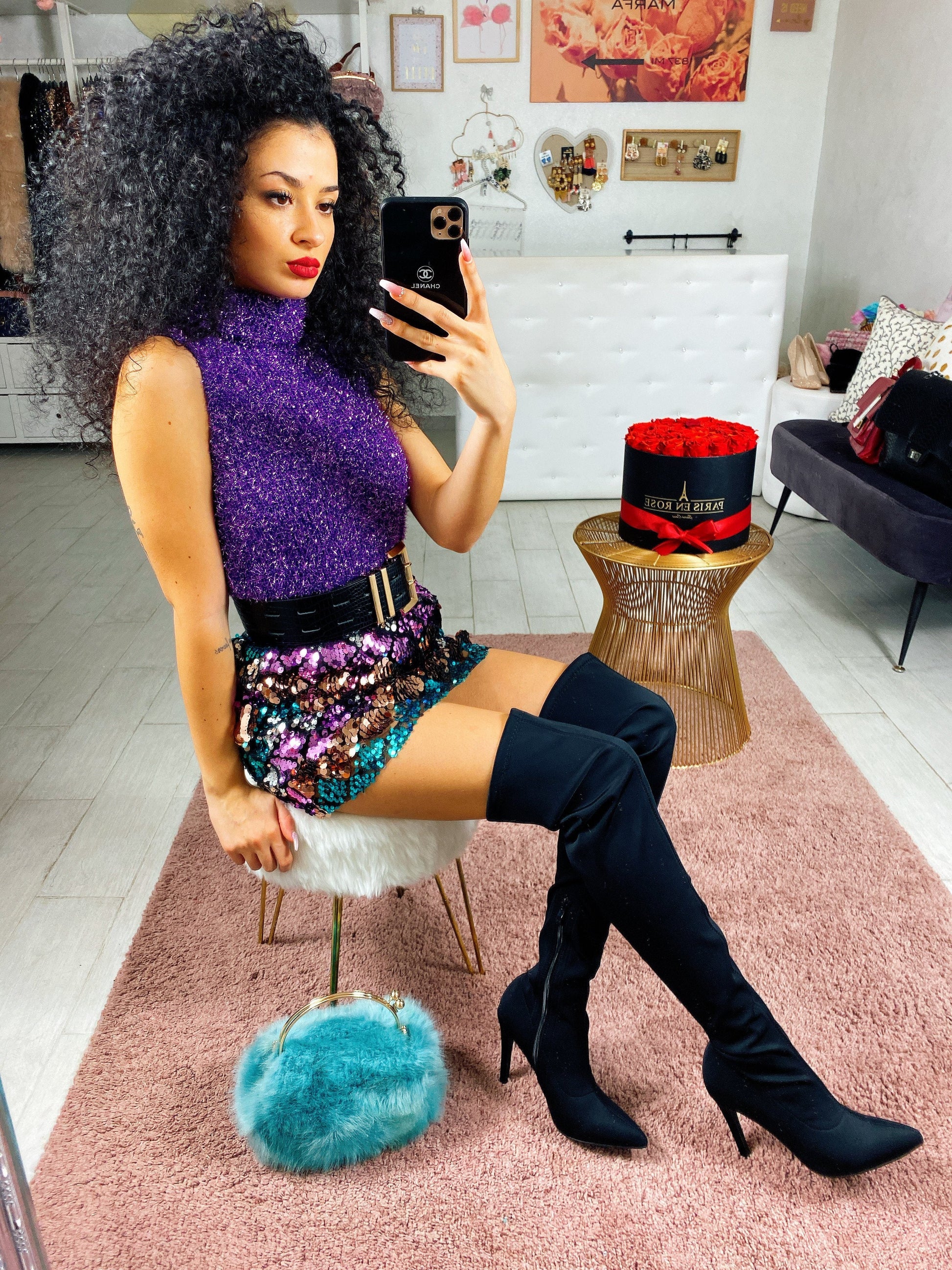 Gonna con paillettes multicolore