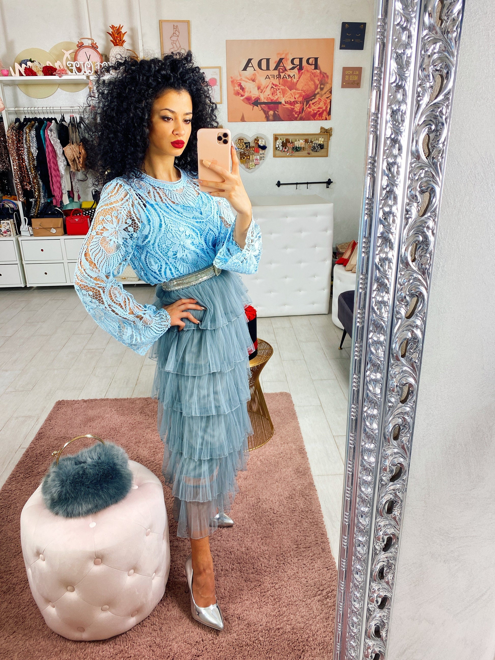 Gonna in tulle a balze