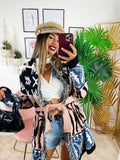 Cardigan con frange e cinta dettaglio Cipria