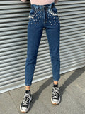 Jeans a caramella con strass