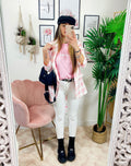 Giacca a Quadri Rosa
