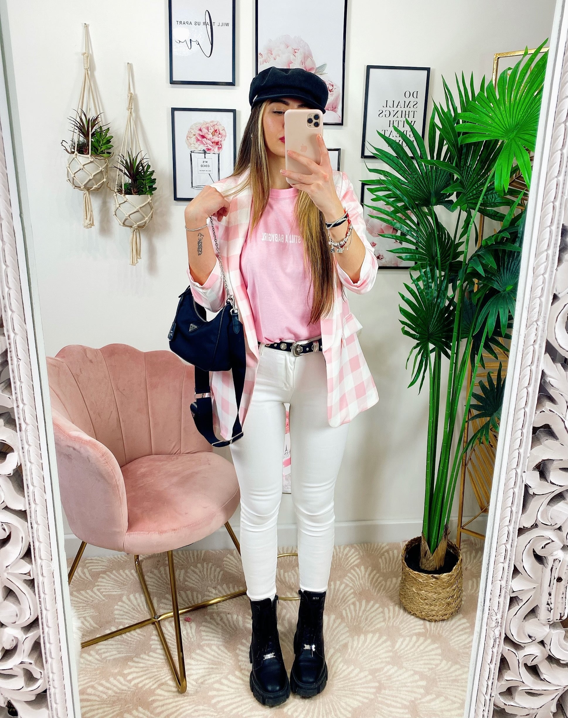 Giacca a Quadri Rosa