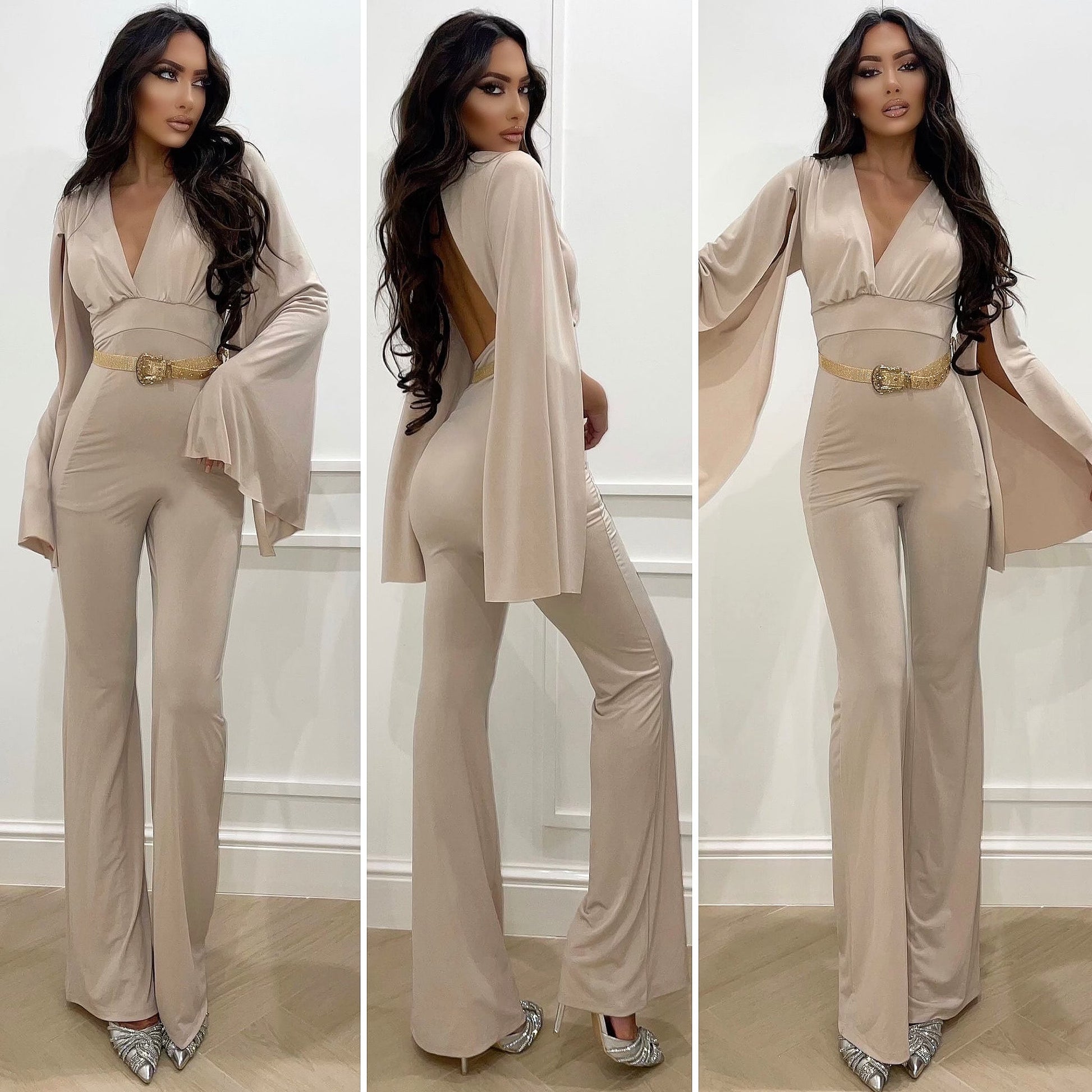 Tuta manica ampia beige