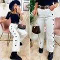 Jeans Bianco con cuori Neri