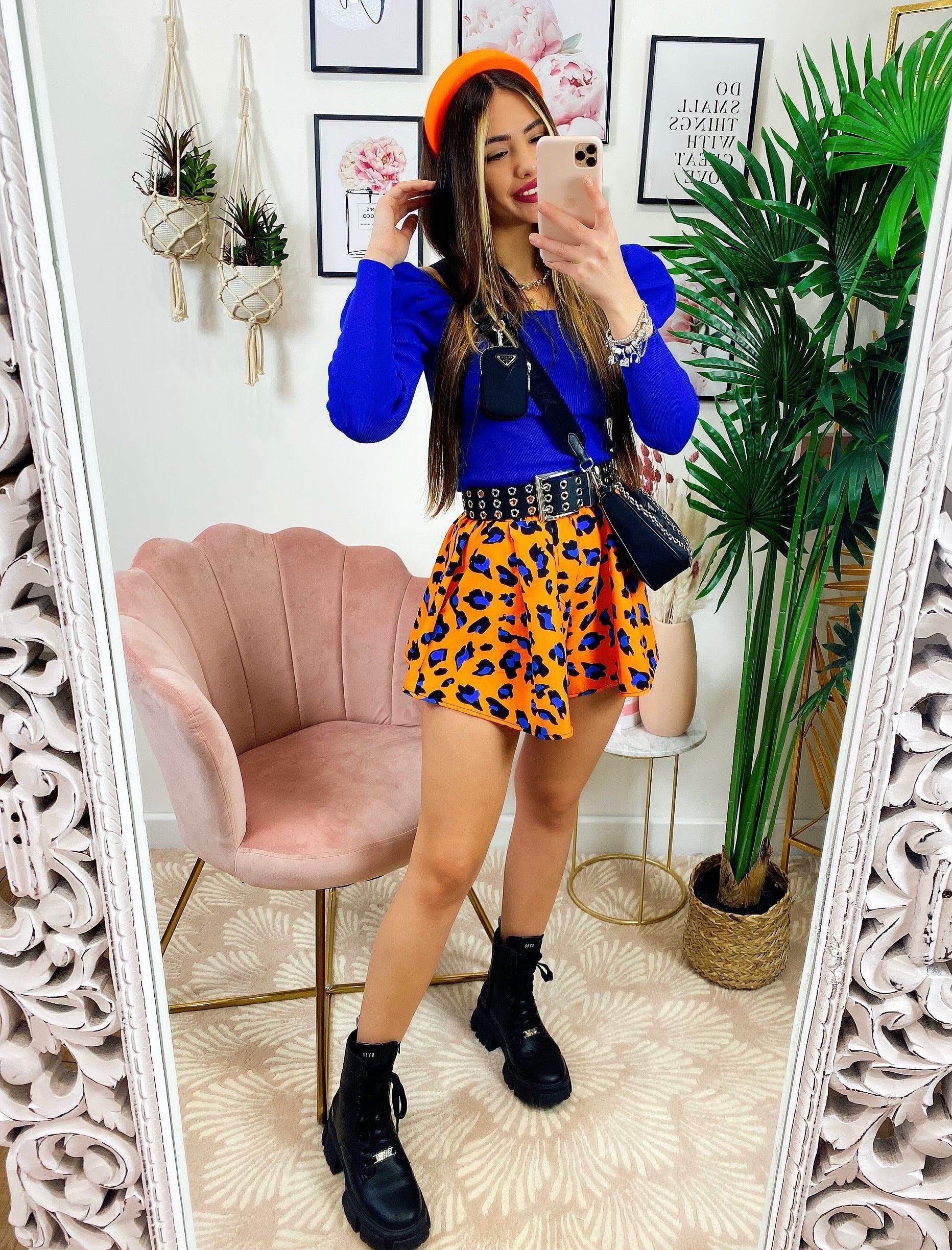 Top con spalline bombate Blu