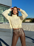 Maglione panna con trecce