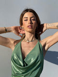 Abito lux green schiena aperta