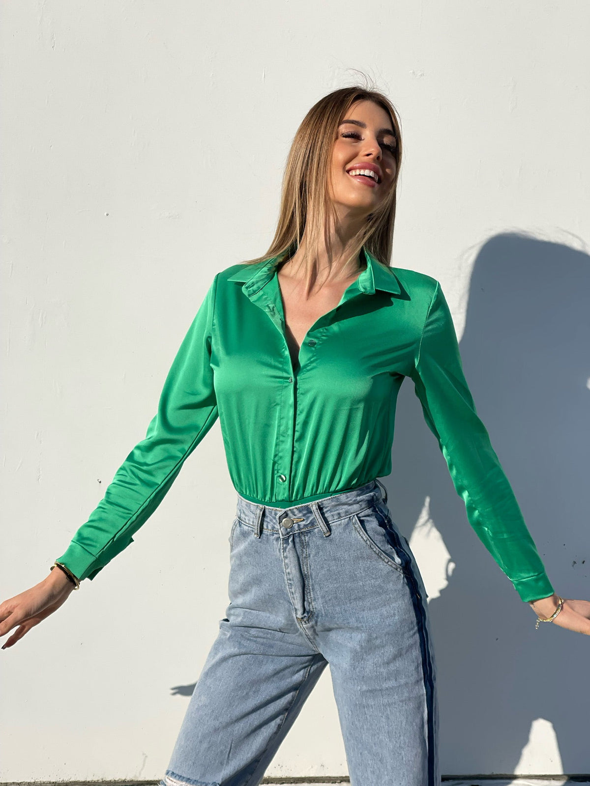 Body camicia verde smeraldo