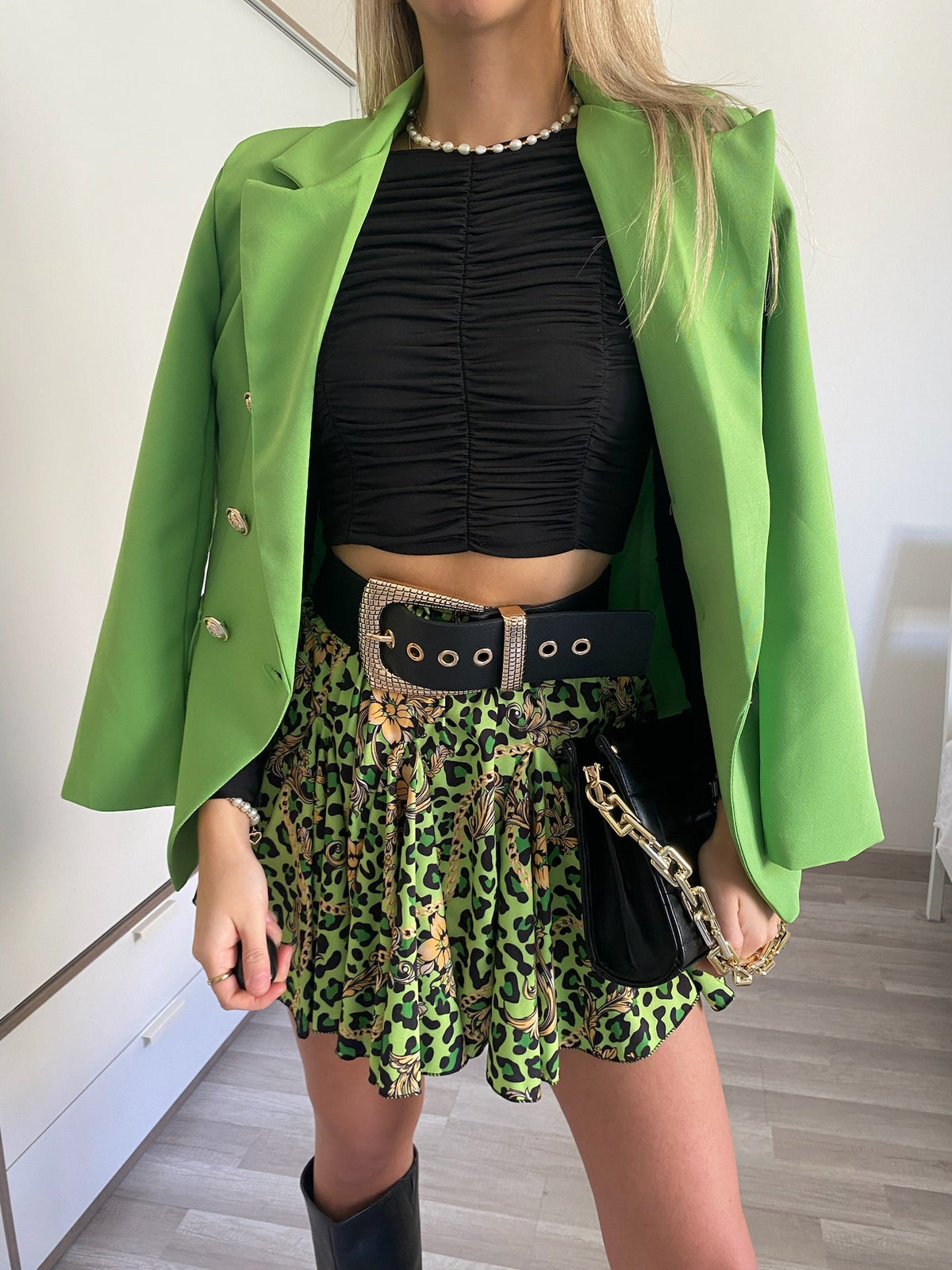 Gonna a ruota animalier lime